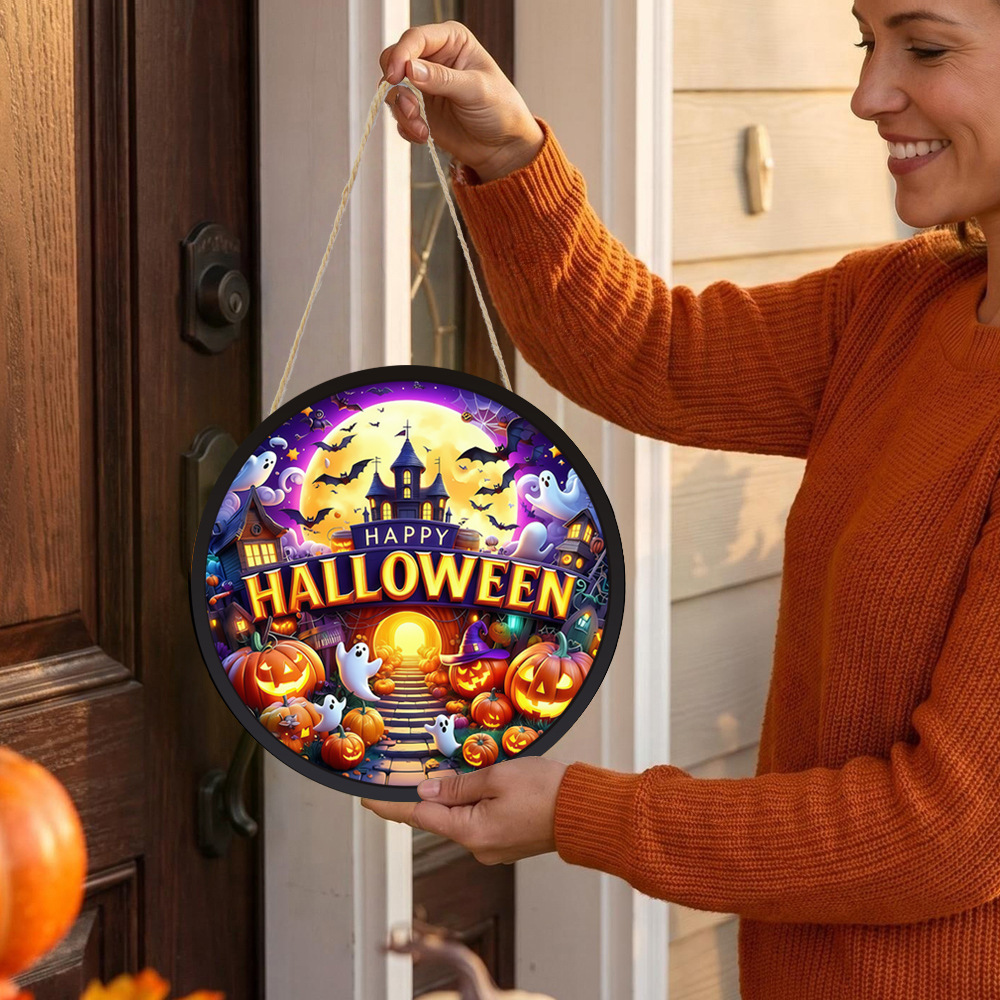 Home Decor Lighting Tricks - Halloween leuchtendes Wandbehangschild, LED-Leuchtschild, Heimdekoration, gruseliges