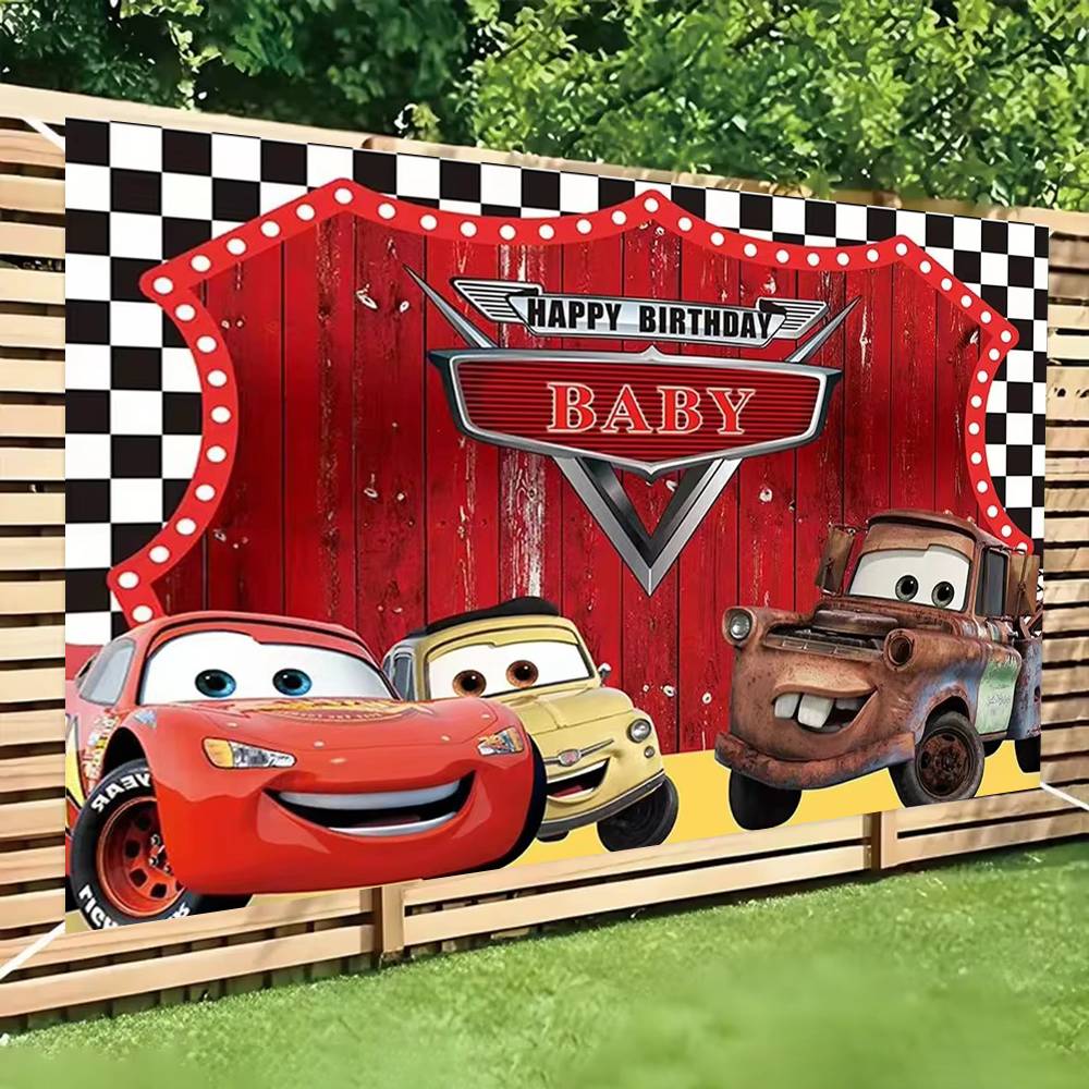 Lighting Mcqueen Decor - Film-Autos Party-Dekorationen Hintergrund Kinder-Themen Geburtstagsparty-Zubehör Dekorationsbanner