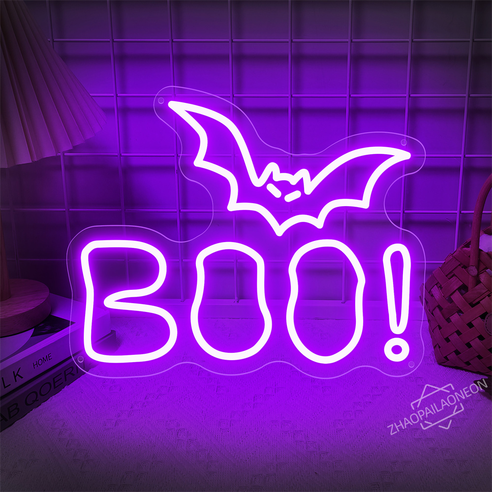Home Decor Lighting Tricks - BOO LED Neon Schild Halloween Leuchtschild