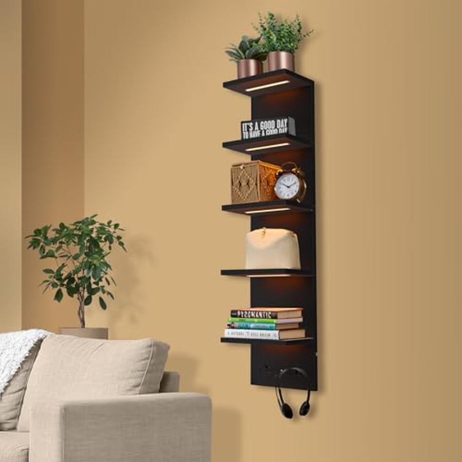 Wall Decor Lighting - LED-Licht-Displayregal - Vertikales 5-stufiges Wandregal mit