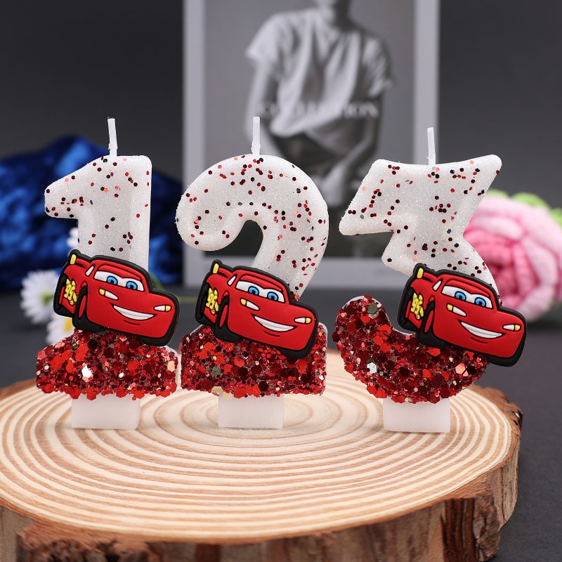 Lighting Mcqueen Decor - Cartoon 0-9 Digitale Kuchendekoration Geburtstagstorten-Dekoration für