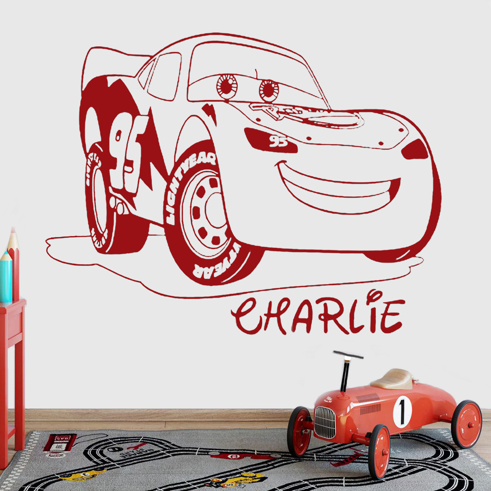 Lighting Mcqueen Decor - Personalisierte Name Wand Abziehbilder Cartoon Blitz
