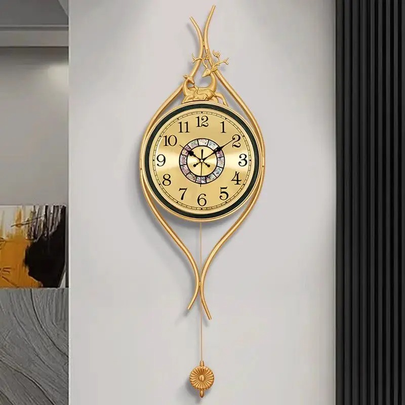 Lighting Home Decor Wall Clocks - Europäische Messing-Wanduhr Hochwertige Kunst-Wohndekoration Modische Trendige