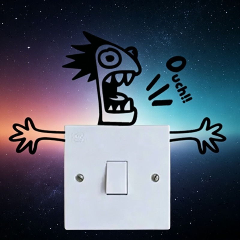 Lighting Metal Wall Decor - Lustige Schock-Monster Metall-Schalter-Deko Cartoon Schreiende Figur