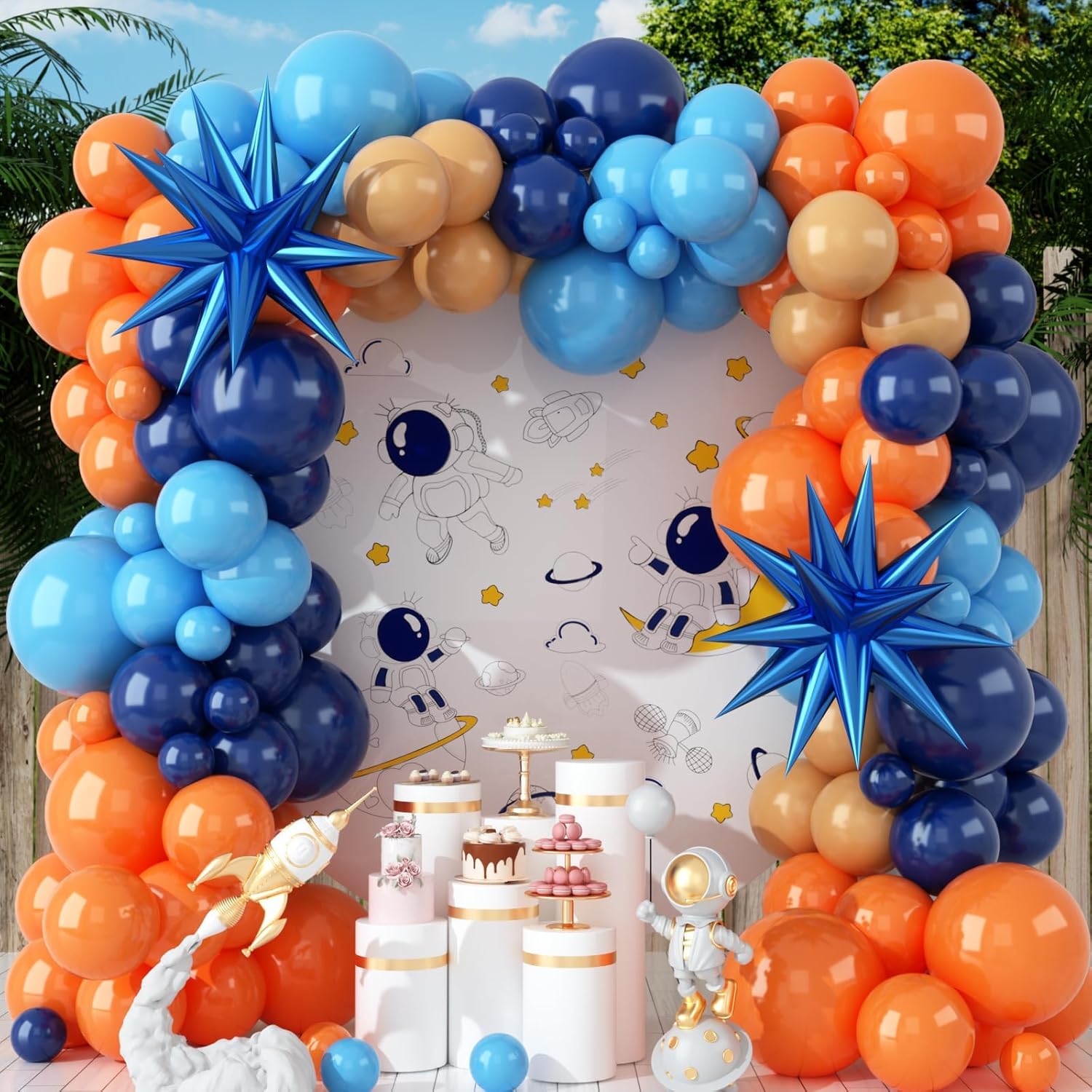 Orange Lighting Decor - 107-teiliges Orange und Blaues Latex-Ballonset Geeignet