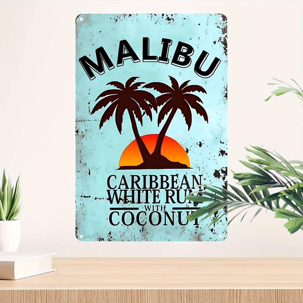 Lighting Metal Wall Decor - Vintage Malibu Kokosnuss-Rum Metallschild - Retro