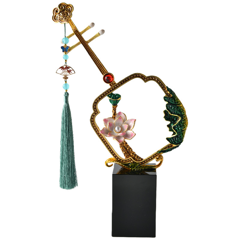 Lighting Decor Company - Glücksbringendes Eingangs-Dekorationsobjekt aus Emaille, Luxuriöses Lotusblatt-Ornament,