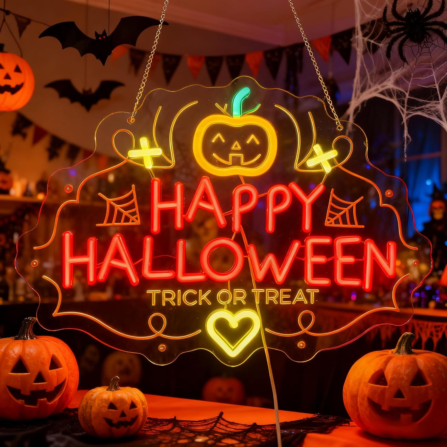 Home Decor Lighting Tricks - Fröhliches Halloween Trick or Treat LED-Neonschild