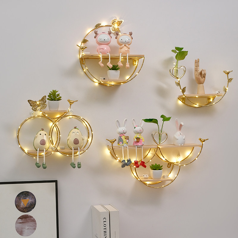 Lighting Metal Wall Decor - Bohrfreies Wandregal Wohnzimmer-Deko Luxuriöses Wandhängendes Aufbewahrungsregal