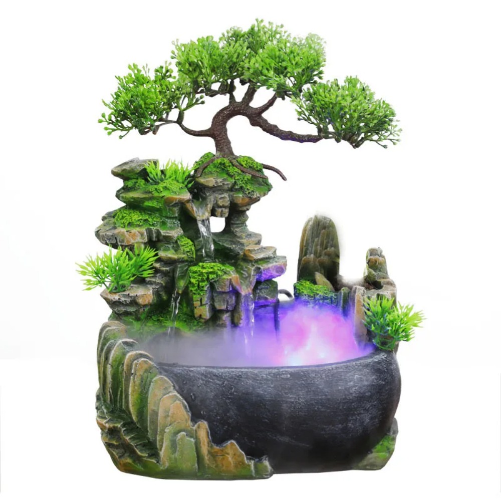 Lighting Decor Company - Feng Shui Wasserfallbrunnen mit LED-Beleuchtung, Fließendes