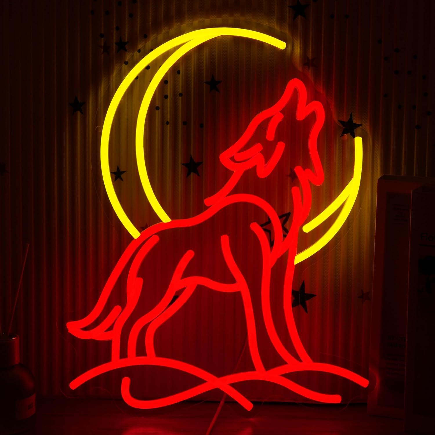 Wall Decor Lighting - Heulender Wolf Neon-Schild Dimmbares LED-Licht mit