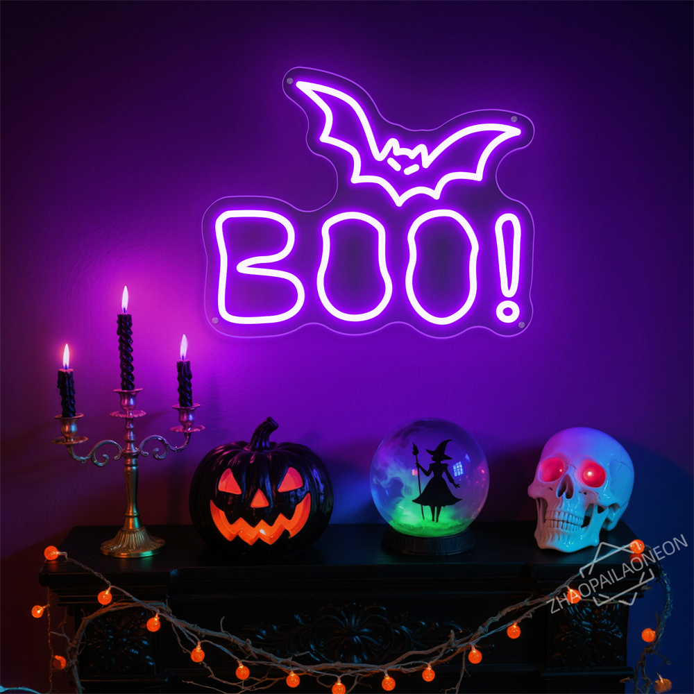 BOO LED Neon Schild Halloween  – Home Decor Lighting Tricks Bewertung und Preis