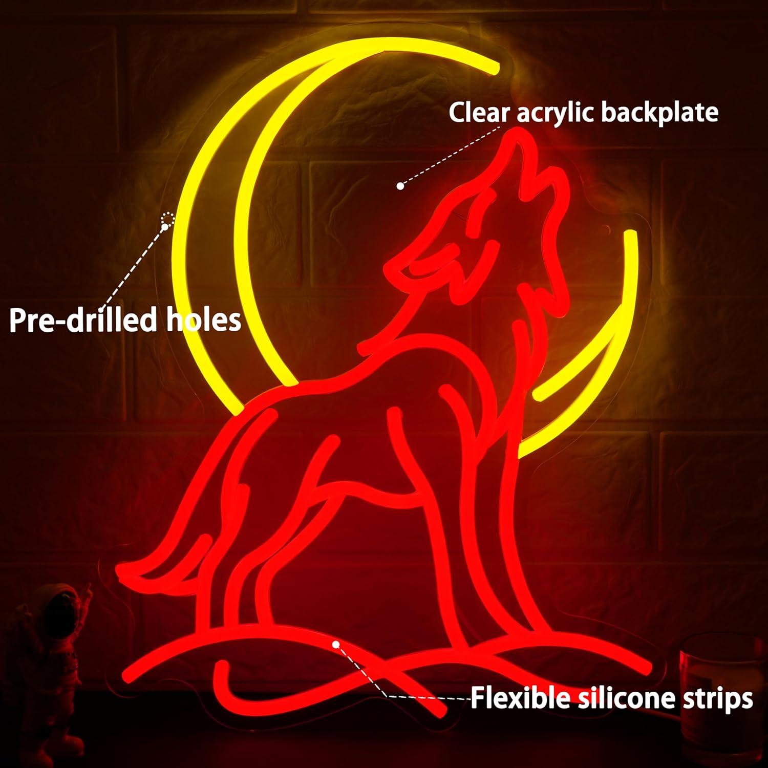 Heulender Wolf Neon-Schild Dim – Wall Decor Lighting Bewertung und Preis
