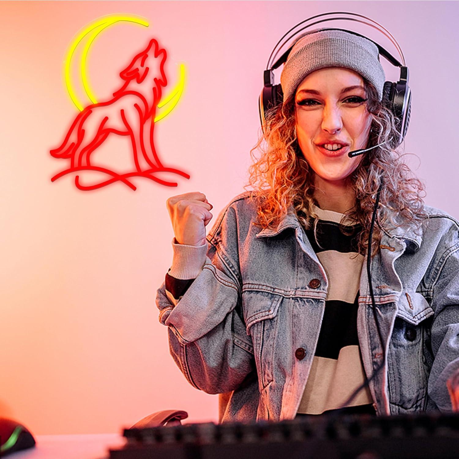 Heulender Wolf Neon-Schild Dim – Wall Decor Lighting Bewertung und Preis